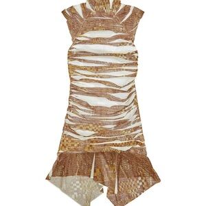 Diesel D-Varius Asymmetric ruched camo mini dress